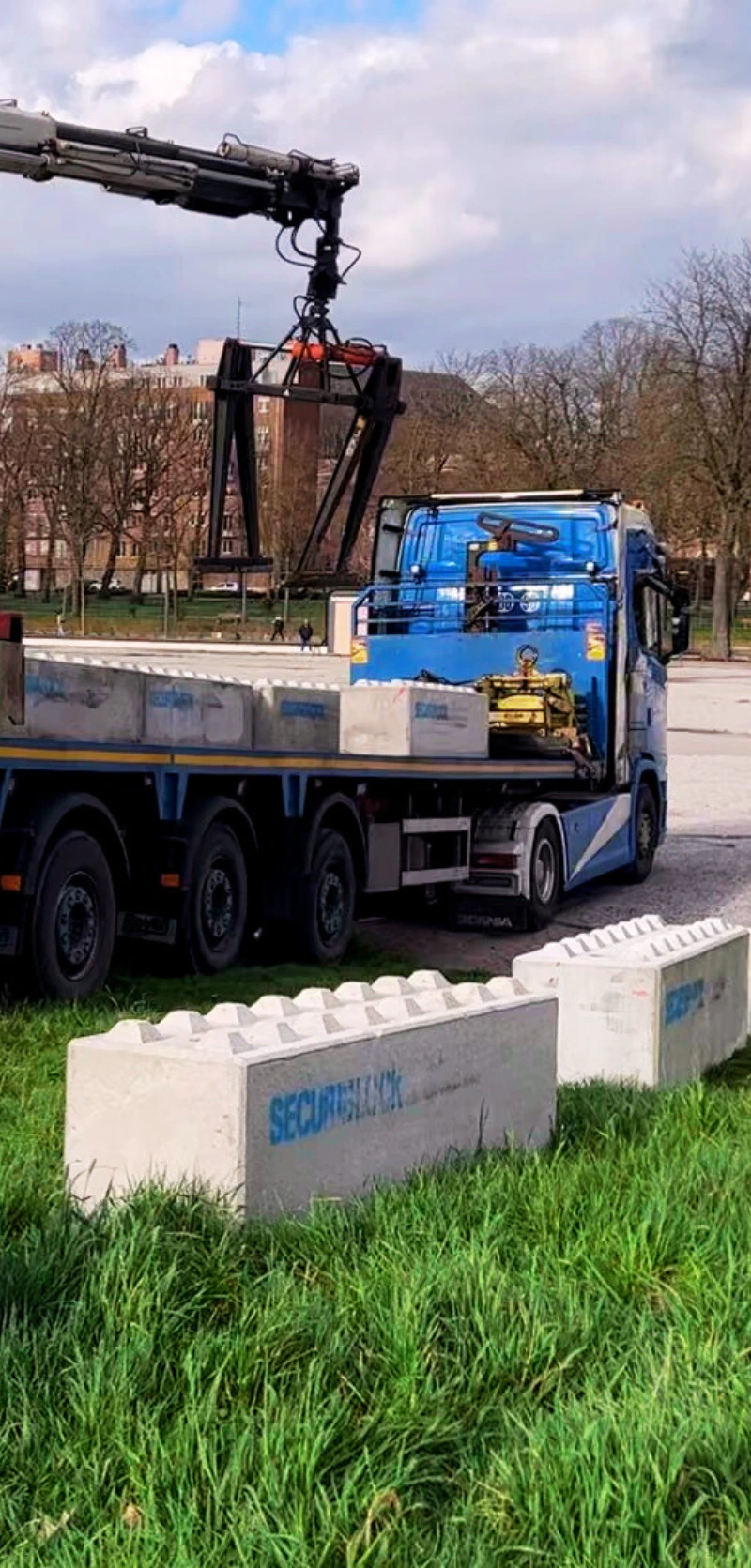 Déplacement blocs béton